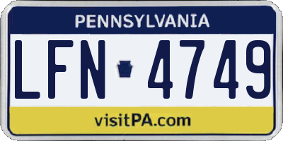PA license plate LFN4749