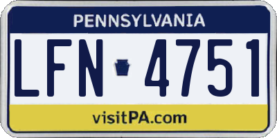 PA license plate LFN4751