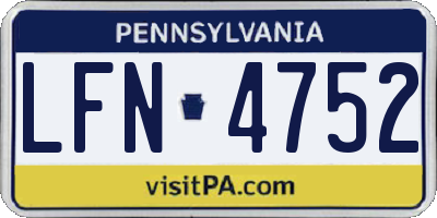 PA license plate LFN4752
