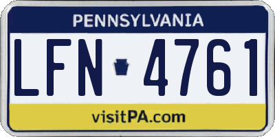 PA license plate LFN4761