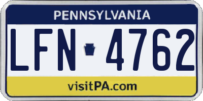 PA license plate LFN4762
