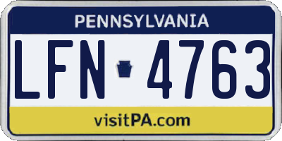 PA license plate LFN4763