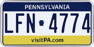 PA license plate LFN4774