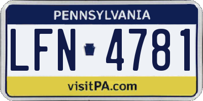PA license plate LFN4781