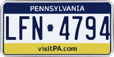 PA license plate LFN4794