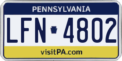 PA license plate LFN4802