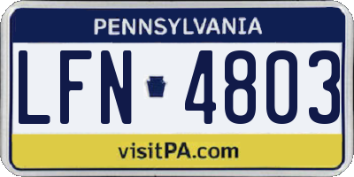 PA license plate LFN4803