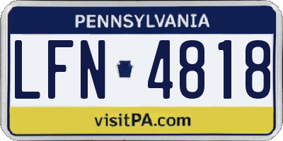 PA license plate LFN4818