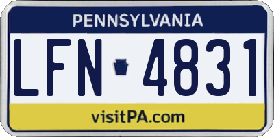 PA license plate LFN4831