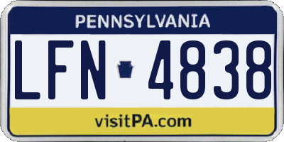 PA license plate LFN4838