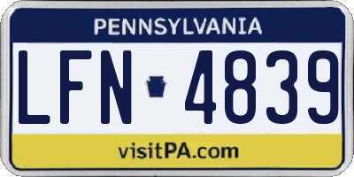 PA license plate LFN4839