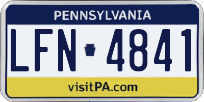 PA license plate LFN4841