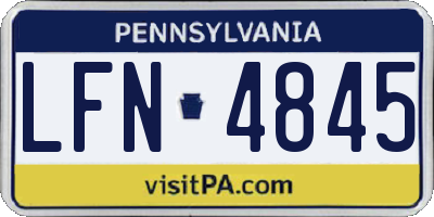 PA license plate LFN4845