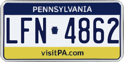 PA license plate LFN4862