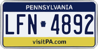 PA license plate LFN4892