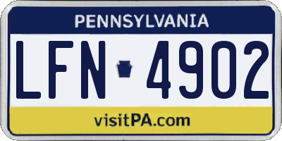 PA license plate LFN4902