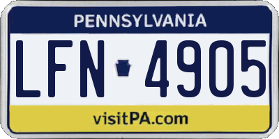 PA license plate LFN4905