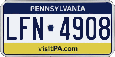 PA license plate LFN4908