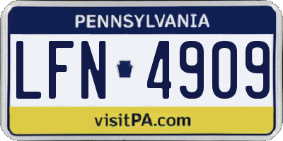 PA license plate LFN4909