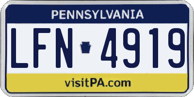 PA license plate LFN4919