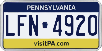 PA license plate LFN4920