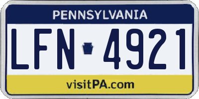 PA license plate LFN4921