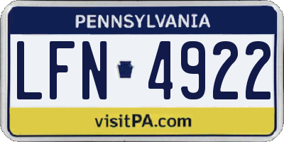 PA license plate LFN4922