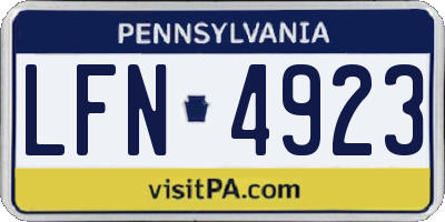 PA license plate LFN4923