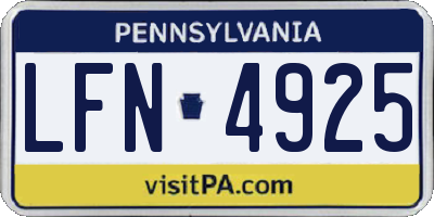 PA license plate LFN4925