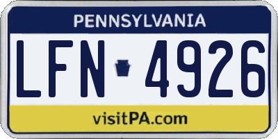 PA license plate LFN4926