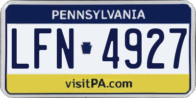 PA license plate LFN4927