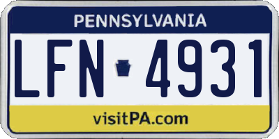 PA license plate LFN4931