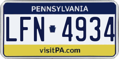 PA license plate LFN4934