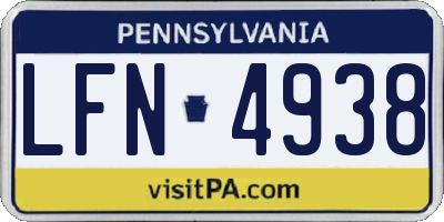 PA license plate LFN4938