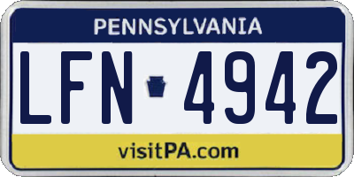PA license plate LFN4942
