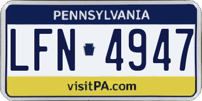 PA license plate LFN4947