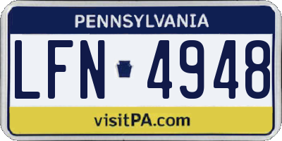 PA license plate LFN4948