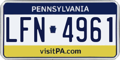PA license plate LFN4961