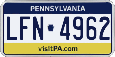 PA license plate LFN4962