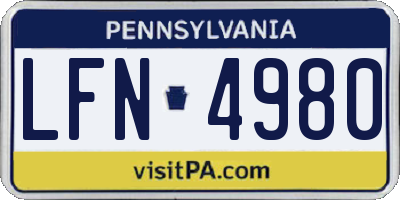 PA license plate LFN4980