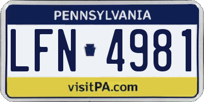 PA license plate LFN4981