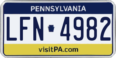 PA license plate LFN4982