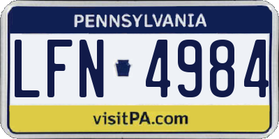 PA license plate LFN4984