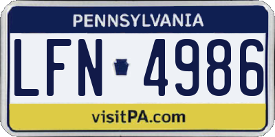 PA license plate LFN4986