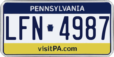 PA license plate LFN4987