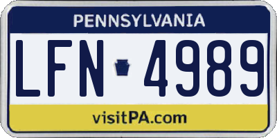 PA license plate LFN4989