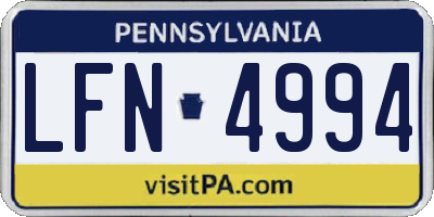 PA license plate LFN4994