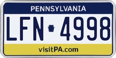 PA license plate LFN4998