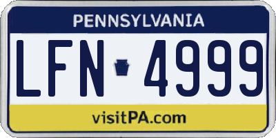 PA license plate LFN4999