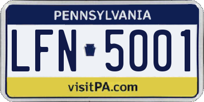 PA license plate LFN5001